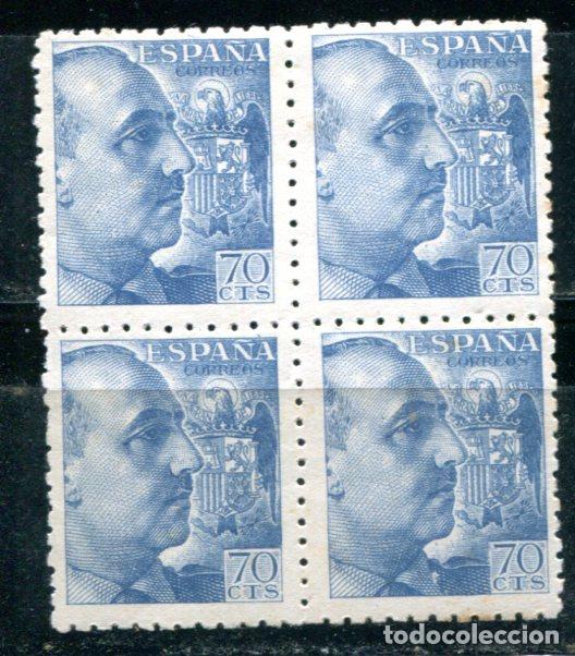 Sellos: Edifil 929. 70 cts Franco dentado grueso, en bloque de 4. Ver descripci&oacute;n