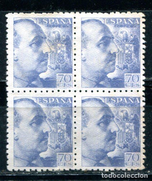 Sellos: Edifil 929 y 929 t. 70 cts Franco dentado grueso, en bloque de 4, variedad. Ver descripci&oacute;n