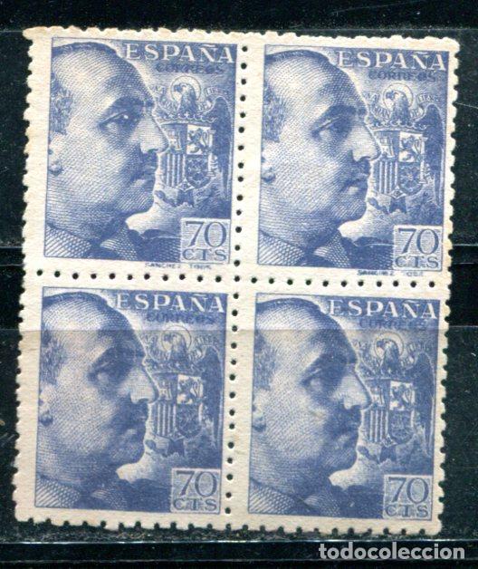 Sellos: Edifil 929 y 929 t. 70 cts Franco dentado grueso, en bloque de 4, variedad. Ver descripci&oacute;n