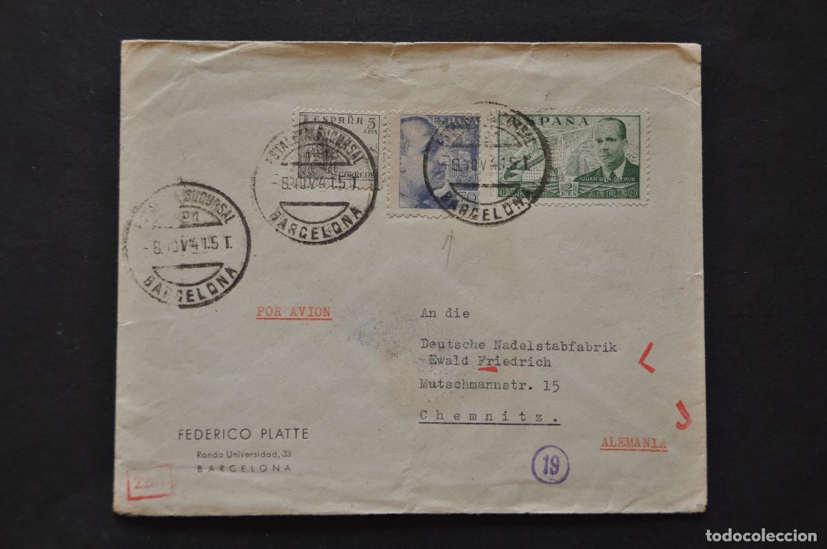 Sellos: SOBRE ORIGEN BARCELONA CON DESTINO ALEMANIA - 1941