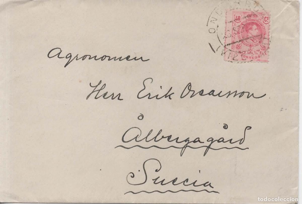 Sellos: ESPA&Ntilde;A CC ONDARROA VIZCAYA A SUECIA ALFONSO XIII MEDALLON