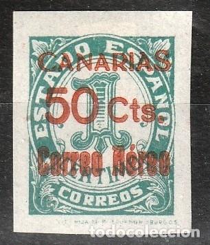 Francobolli: Canarias Espa&ntilde;a edf n&ordm;37.Sello suelto.Nuevo sin charnela MNH.Habilitado.1938