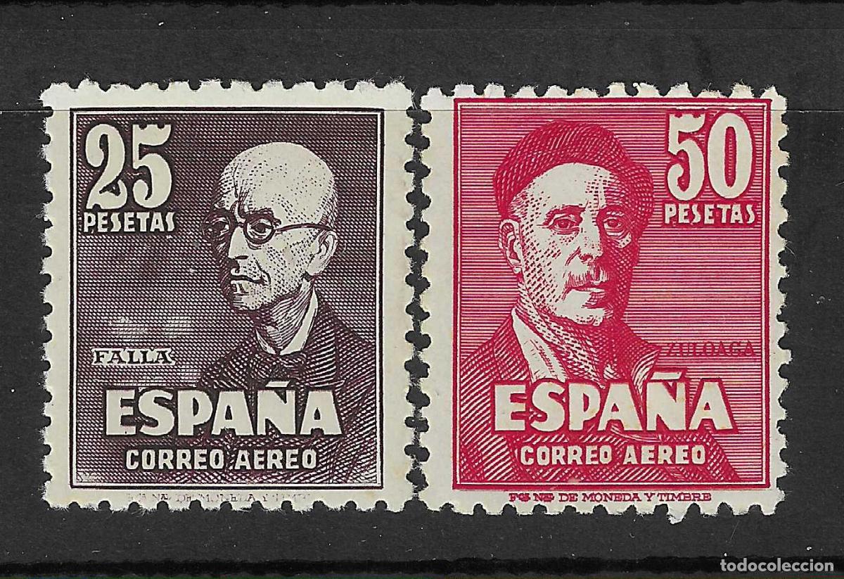 Sellos: 1947 FALLA Y ZULOAGA EDIFIL 1015/6* CON FIJASELLOS