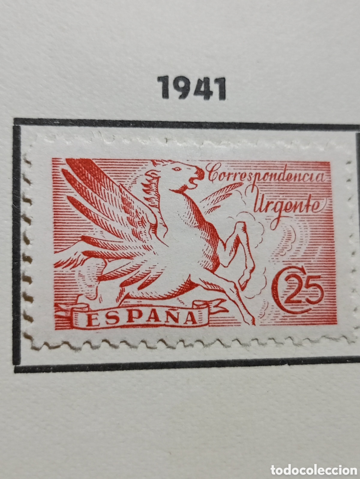 Timbres: Sello Correspondencia Urgente. 1941 Pegaso 25 cts. Edifil 952.