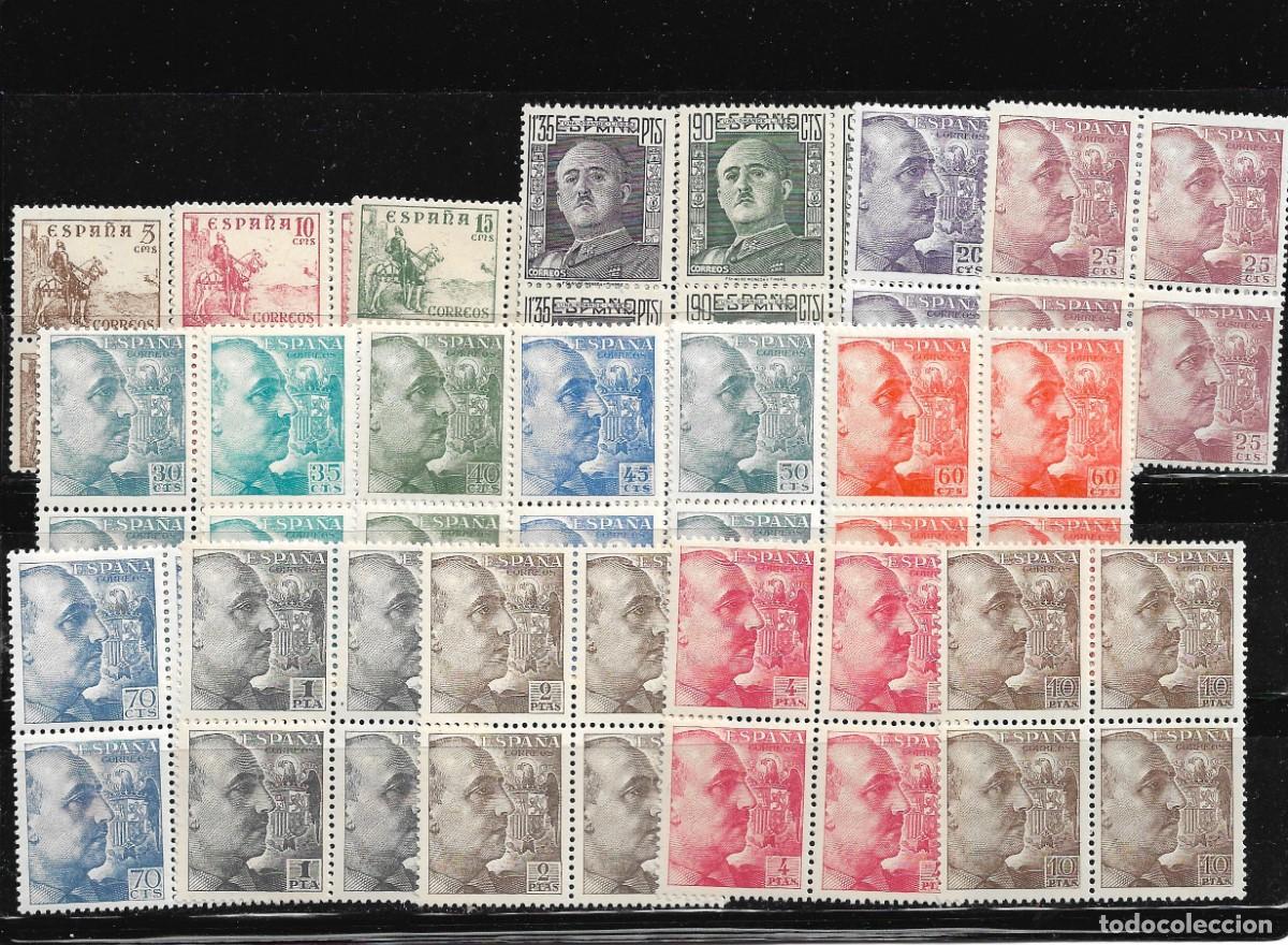 Sellos: Sellos de Espa&ntilde;a A&ntilde;o 1949/53 Cid y General Franco , sellos nuevos** en bloque de 4 , Edifil 1044/61