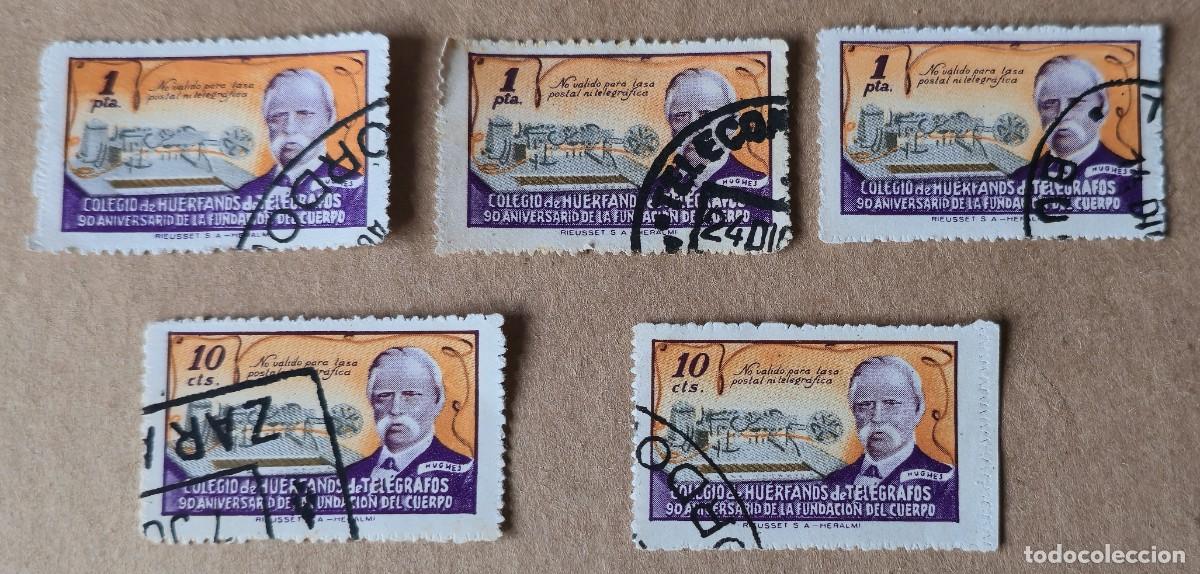 Sellos: Espa&ntilde;a 1945 - Hu&eacute;rfanos Tel&eacute;grafos Conmemorativos del 90 aniversario de la fundaci&oacute;n del Cuerpo