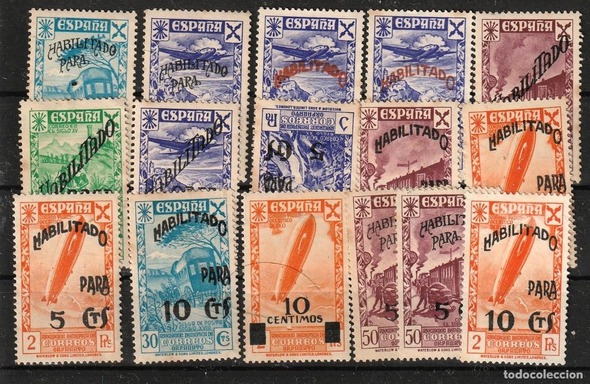 Sellos: Beneficencia Espa&ntilde;ola Lote de 16 sellos habilitados y con nuevo valor.Nuevos con charnela.1940