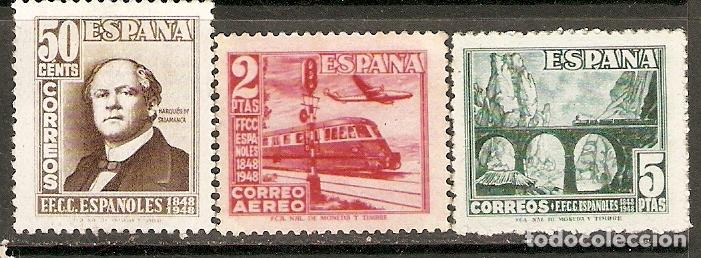 Sellos: 1948 CENTENARIO DEL FERROCARRIL EDIFIL 1037/9** SIN FIJASELLOS