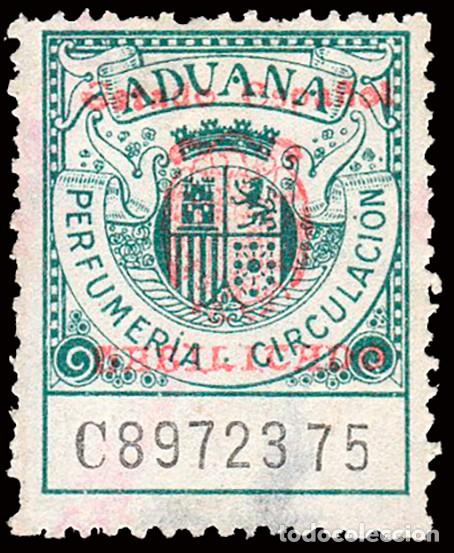 Sellos: Espa&ntilde;a - Fiscales - Impuesto Aduana para Perfumer&iacute;a - Alemany * 23 - 1937 - Sobrecargado