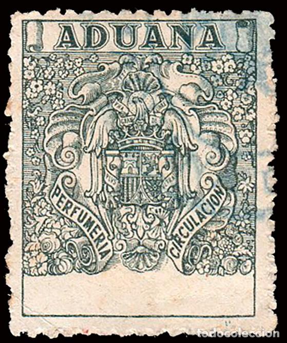 Sellos: Espa&ntilde;a - Fiscales - Impuesto Aduana para Perfumer&iacute;a - Alemany o 37 - 1937