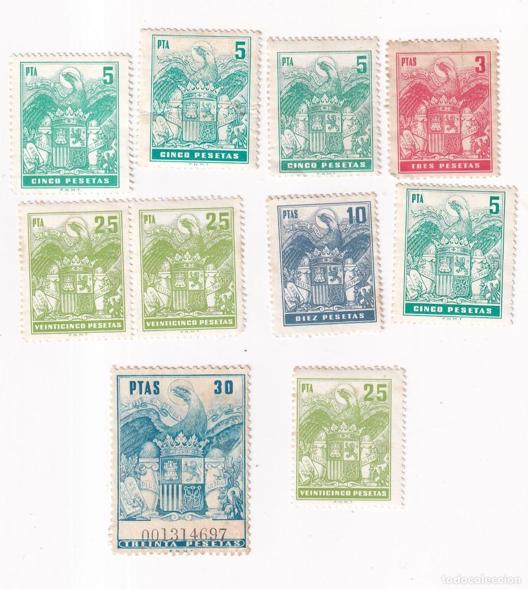 Sellos: SELLOS POLIZAS TIMBRES - 3, 5, 10, 25, 30 PESETAS - SIN MATASELLAR - 6 CON GOMA