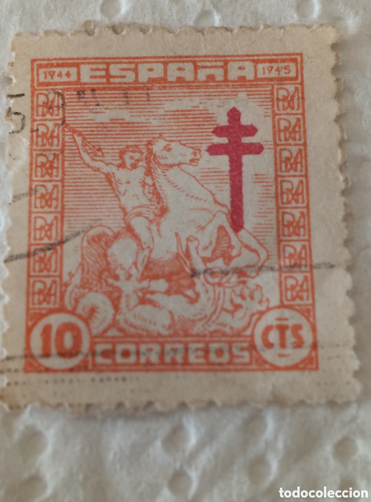Sellos: SELLO ESPA&Ntilde;A LA CRUZ de SANT JORGE/SANT JORDI (A&ntilde;o 1944-45)