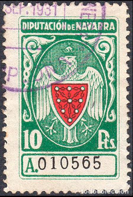 Sellos: Espa&ntilde;a - Fiscales - Diputaci&oacute;n Navarra - Alemany o 18 - 1938 - 10 Ptas.