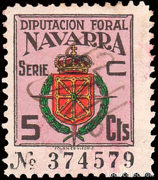 Sellos: Espa&ntilde;a - Fiscales - Diputaci&oacute;n Navarra - Alemany o 45 - 1942 - 5 cts.