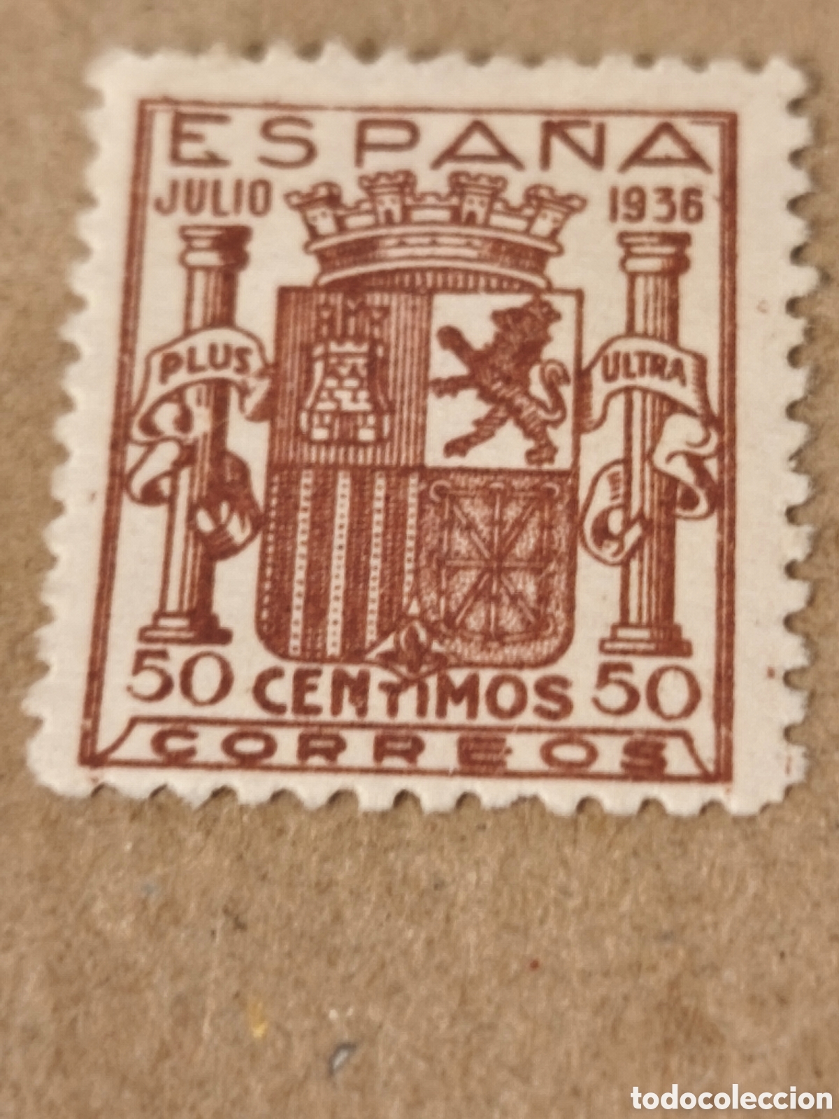 Sellos: Sello del estado espa&ntilde;ol n 801F ,variedad de color y de facial ,,nuevo. Con goma,** ,50;cts casta&ntilde;o