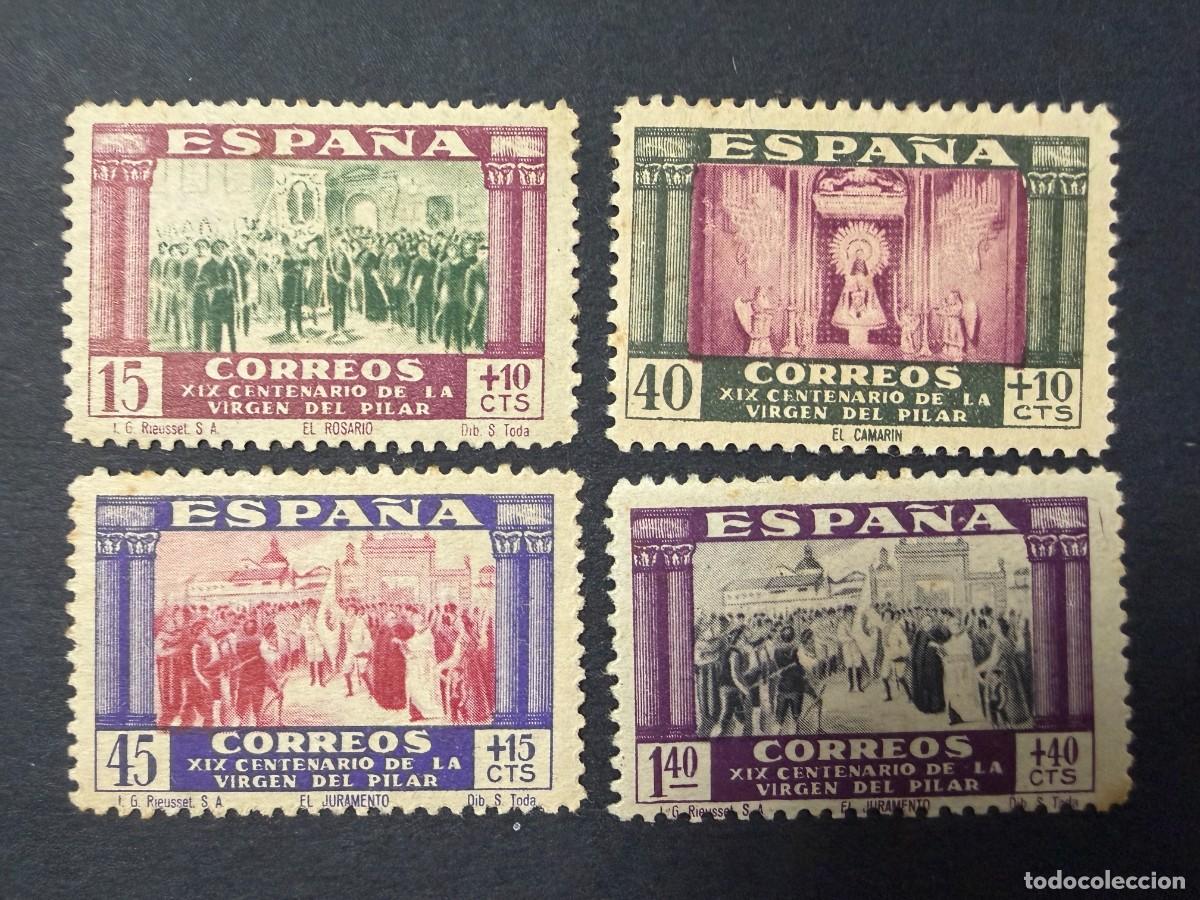 Sellos: ESPA&Ntilde;A, 1940. EDIFIL 890, 893, 894 Y 700. VIRGEN DEL PILAR. NUEVOS. CON Y SIN CHARNELA