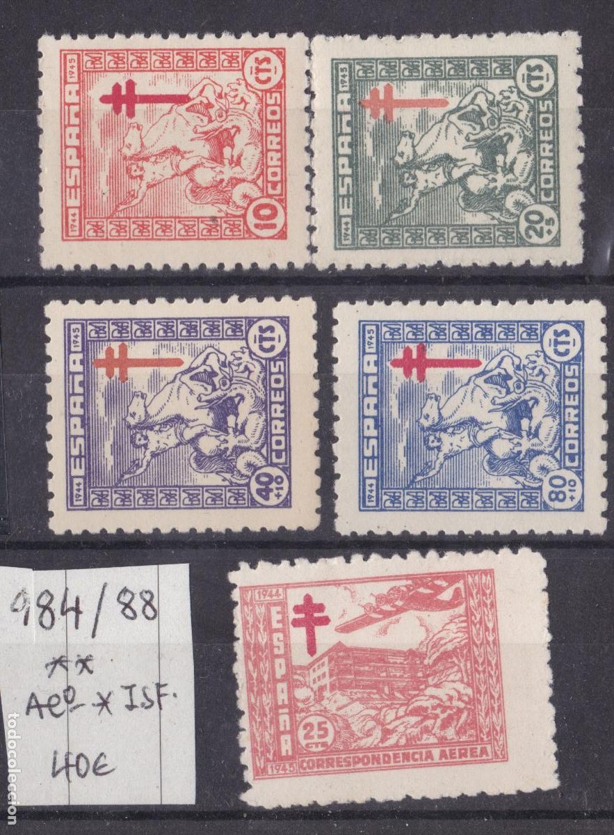 Sellos: FC4-95-TUBERCULOSOS Edifil 984/88 Nuevos. Buena Calidad
