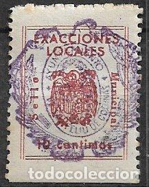 Sellos: FISCALES, sello municipal, EXACCIONES LOCALES, 10 cts. casta&ntilde;o carminado (o)