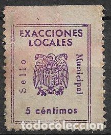 Sellos: FISCALES, sello municipal, EXACCIONES LOCALES, 5 cts. violeta (o)