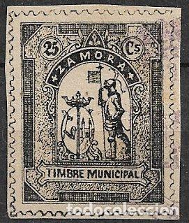 Sellos: FISCALES, Timbre municipal, ZAMORA, 25 cts. negro (o)