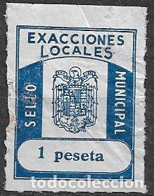 Sellos: FISCALES, Sello municipal, EXACCIONES LOCALES, 1 pta azul (o)