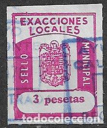 Sellos: FISCALES, Sello municipal, EXACCIONES LOCALES, 3 ptas. lila (o)