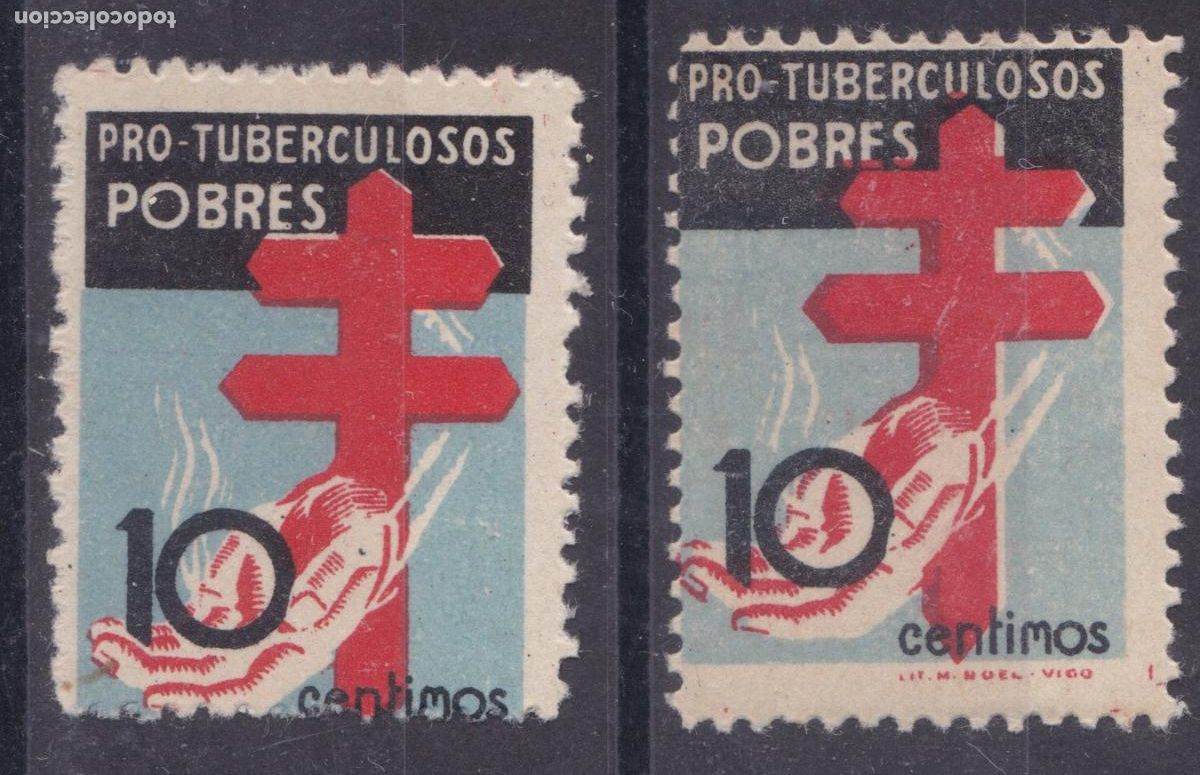 Sellos: SS5-TUBERCULOSOS Edifil 840 VARIEDAD rojo/ Carm&iacute;n ** Sin Fijasellos