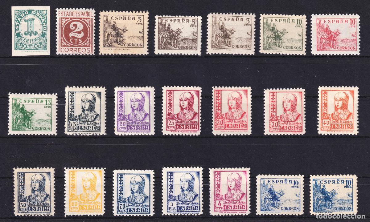 Sellos: ESPA&Ntilde;A - CIFRAS, CID E ISABEL ** 814/831 + 816A+B+823A - A&Ntilde;O 1937 - MNH - LUJO