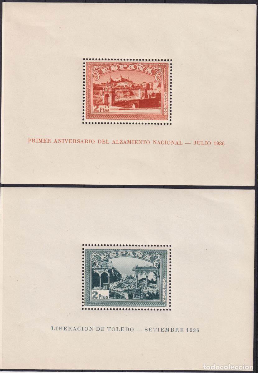Sellos: HOJAS BLOQUE ALZAMIENTO NACIONAL TOLEDO * 836/837 - A&Ntilde;O 1937 - MH