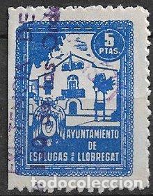 Sellos: FISCALES, Sello Municipal, Esplugas de Llobregat, 5 ptas azul (o)