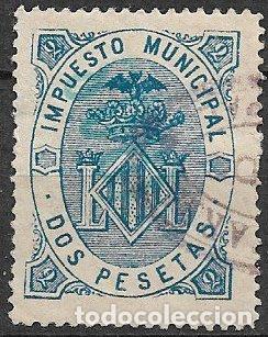 Sellos: FISCALES, Sello municipal, Valencia, 2 pts. azul (o)