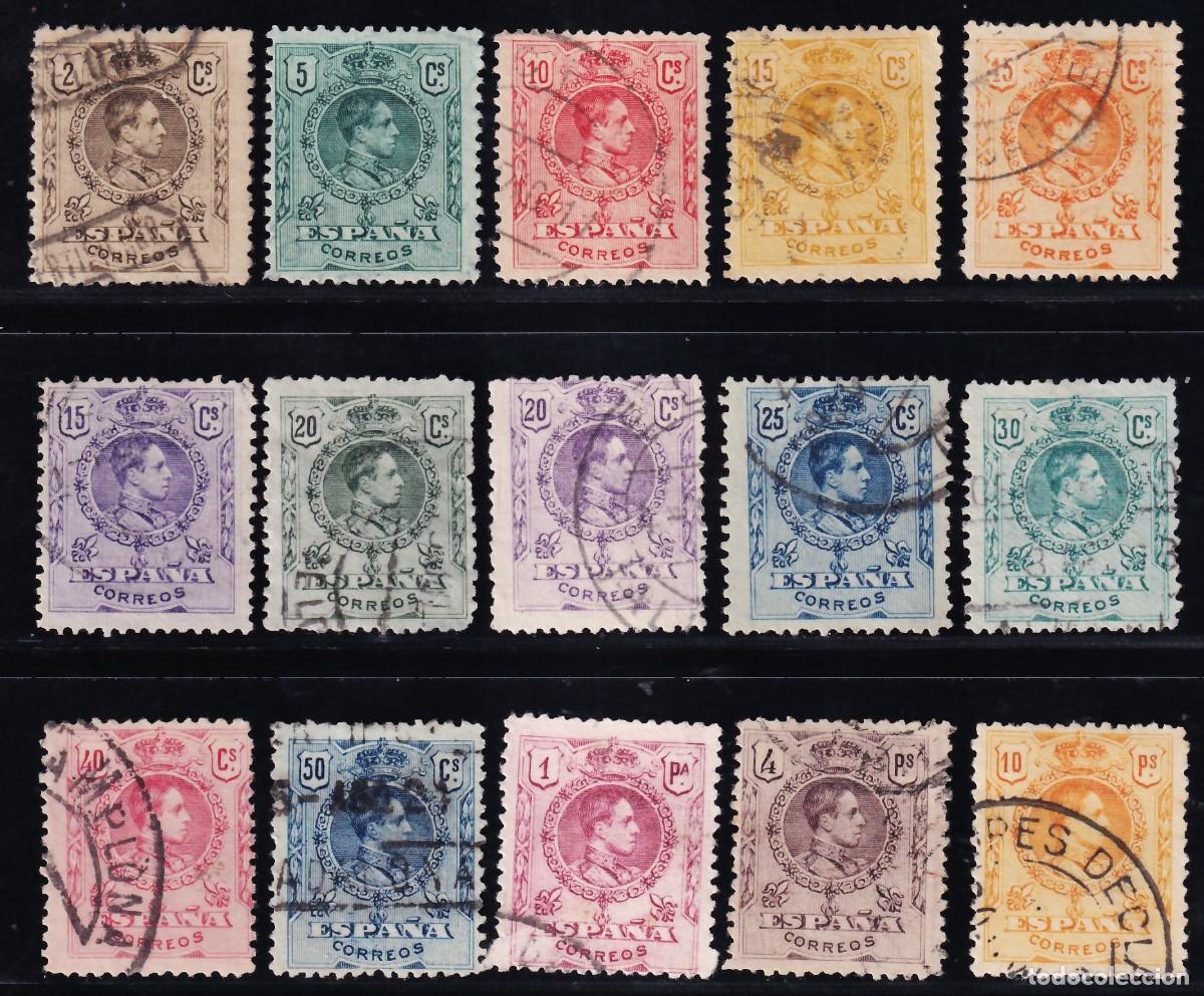 Sellos: ESPA&Ntilde;A, 1909-1922 EDIFIL N&ordm; 267 / 280, Alfonso XIII. Tipo Medall&oacute;n. [Serie completa.]