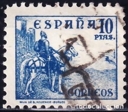 Sellos: ESPA&Ntilde;A, 1937-1940 EDIFIL N&ordm; 831, 10 pts. azul, [Cifra larga.]