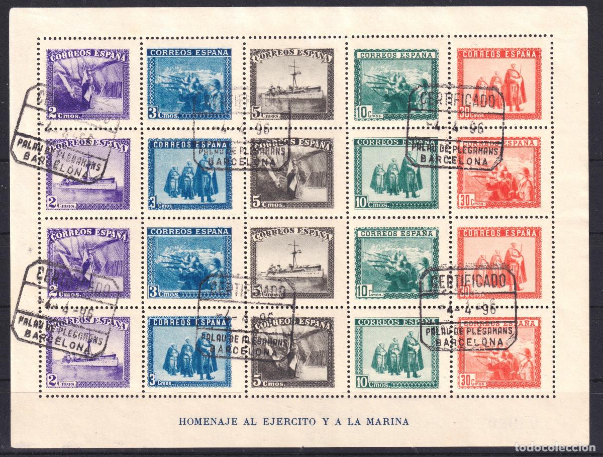 Sellos: ESPA&Ntilde;A HOJA BLOQUE HONOR AL EJERCITO Y MARINA &ordm; 849 - A&Ntilde;O 1938