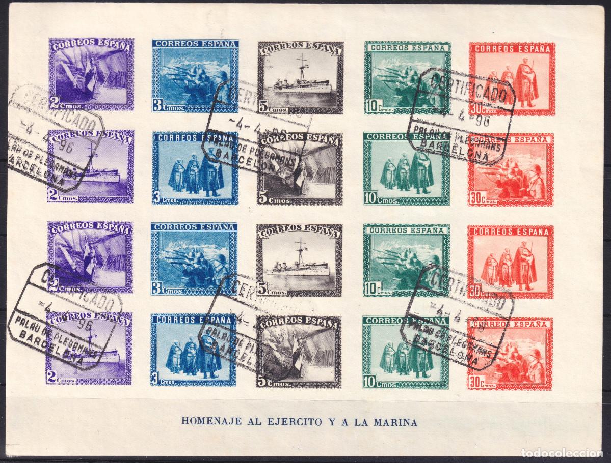 Sellos: ESPA&Ntilde;A HOJA BLOQUE HONOR AL EJERCITO Y MARINA &ordm; 850 SIN DENTAR - A&Ntilde;O 1938