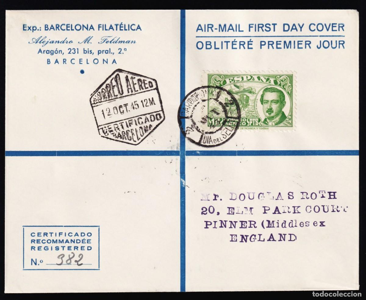Sellos: Carta, 1945 EDIFIL. 990, Conde San Luis, [Mat. Primer D&iacute;a.]