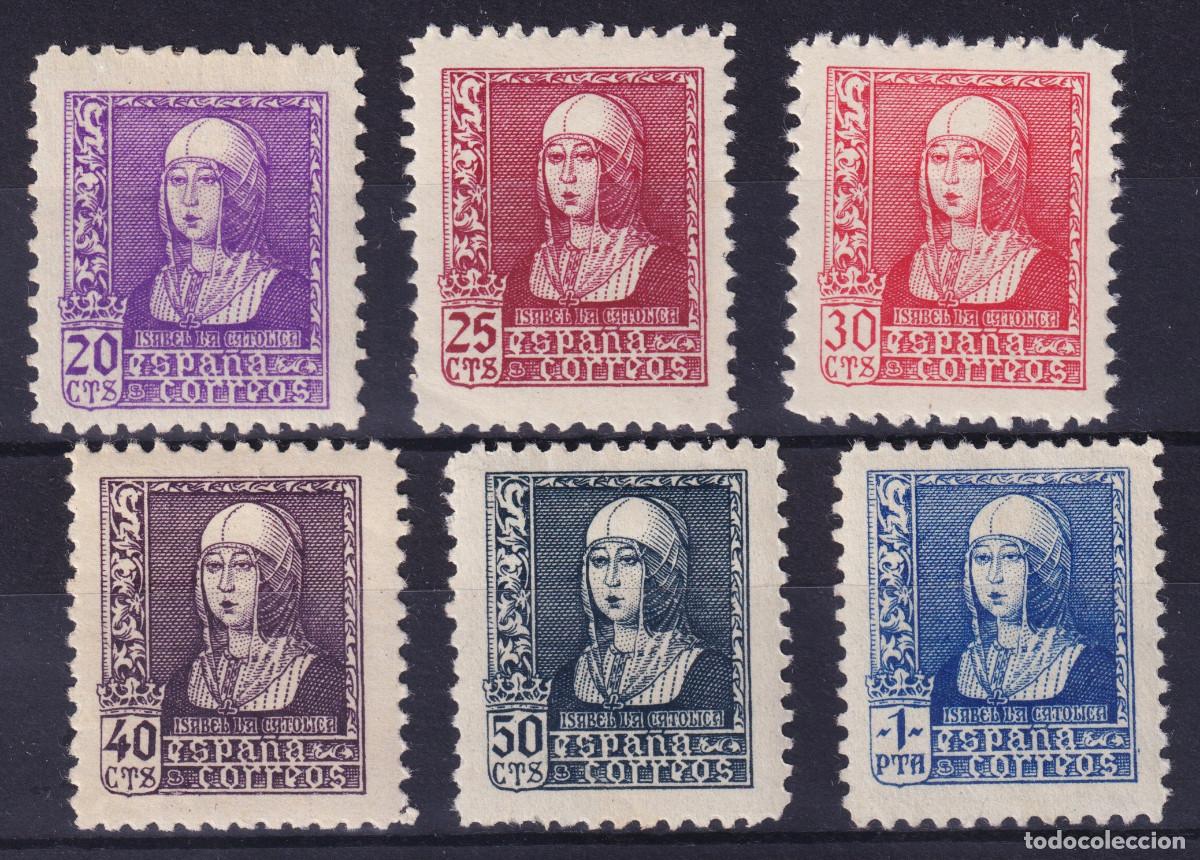 Sellos: ESPA&Ntilde;A - ISABEL LA CATOLICA * 855/860 - A&Ntilde;O 1938-1939 - MH