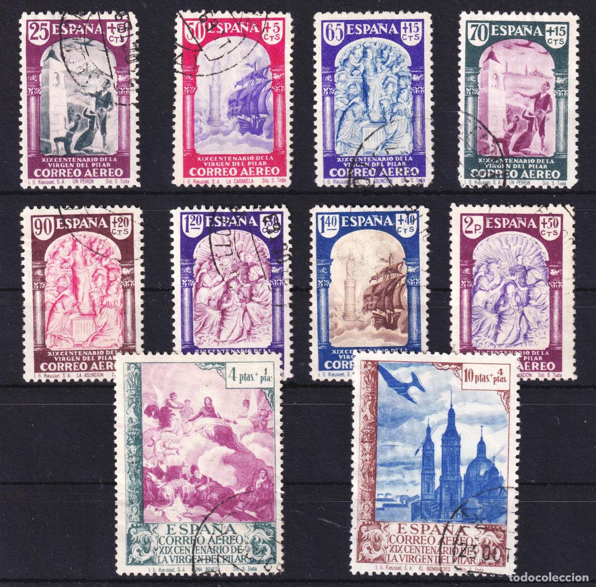 Sellos: ESPA&Ntilde;A - SERIE VIRGEN DEL PILAR &ordm; 904/913 - A&Ntilde;O 1940