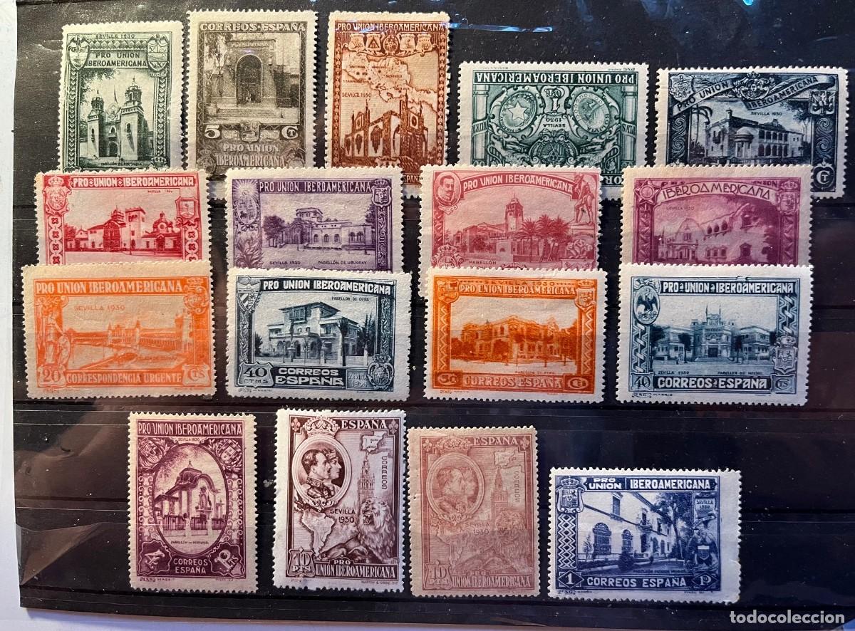 Sellos: 1930,uni&oacute;n iberoamericana,centrados,goma,color,MNH**cuatro con charnela
