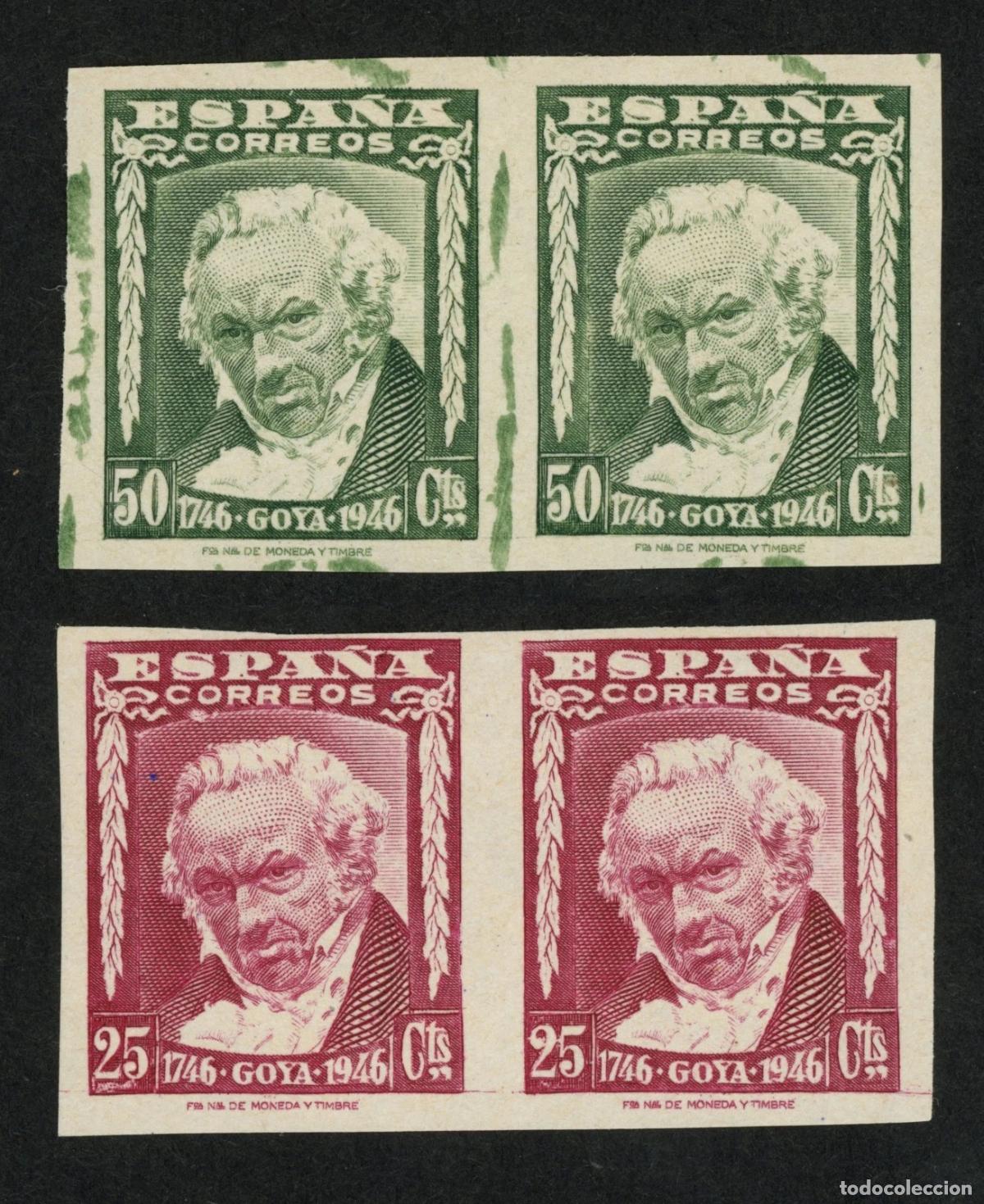 Sellos: ESPA&Ntilde;A PAREJAS SIN DENTAR GOYA 1946 IMPERFORATE PAIR PINTURA