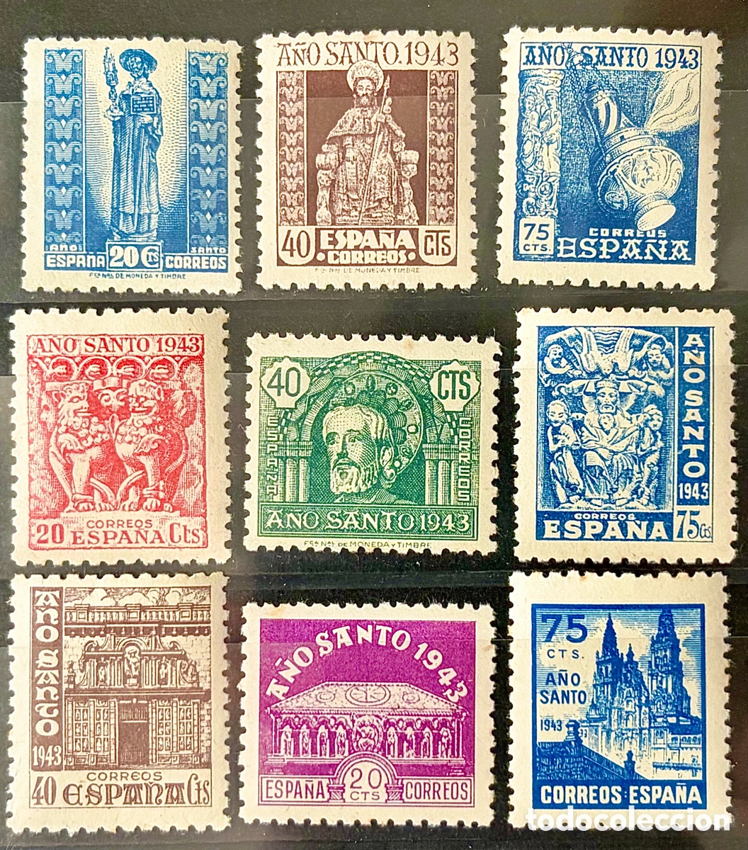 Sellos: 1943 Espa&ntilde;a, Santo Compostelano.Serie completa