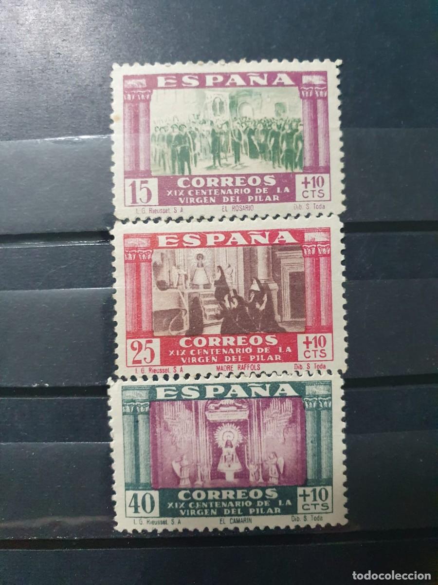 Sellos: EDIFIL 890 ** + 892 ** + 893 ** virgen del Pilar ESPA&Ntilde;A 1940