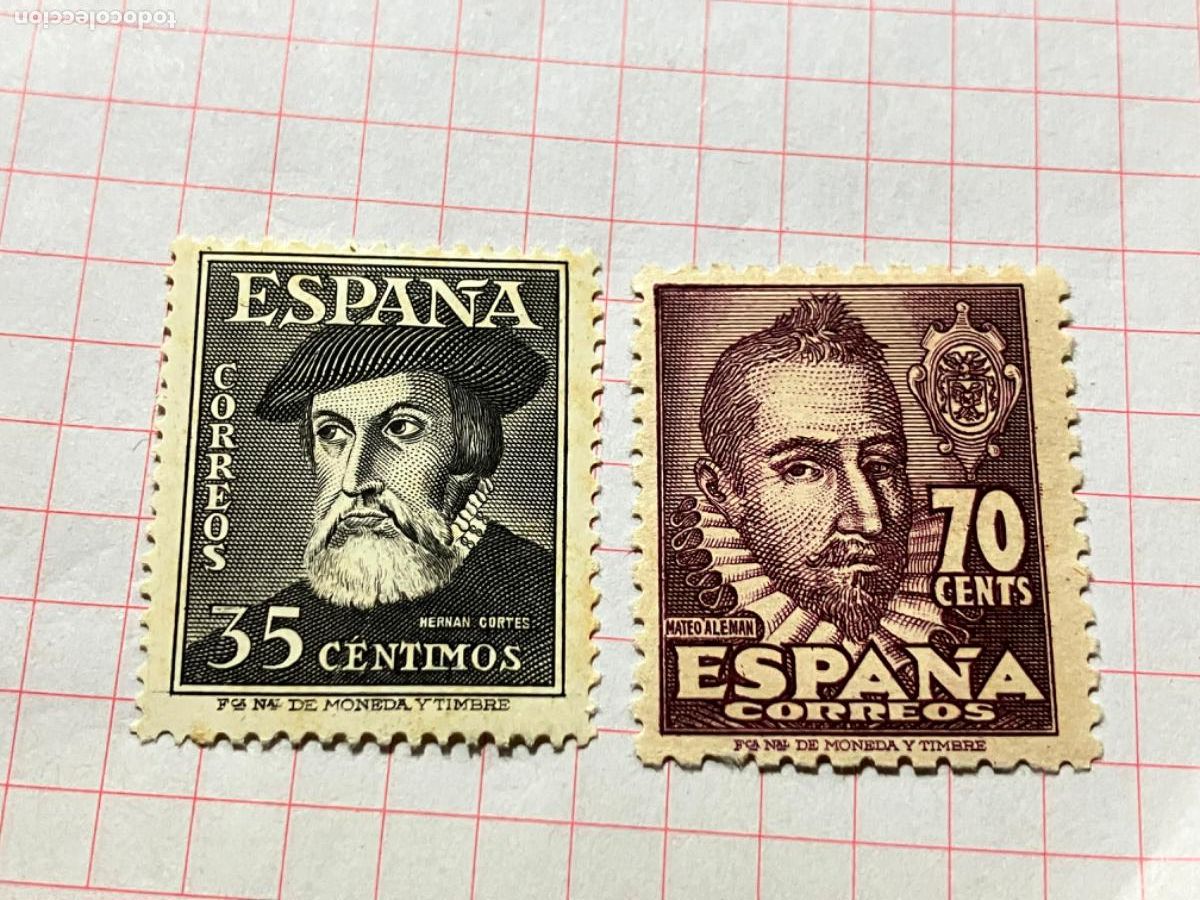 Sellos: Sellos nuevos Primer Centenario Espa&ntilde;a - 1948 Personajes Edifil 1035 1036