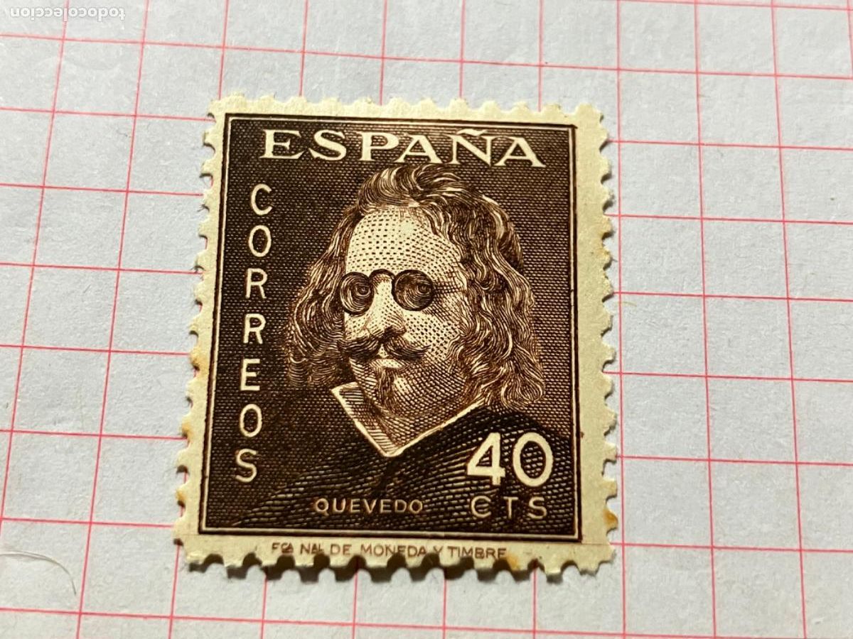 Sellos: Sellos nuevos Primer Centenario Espa&ntilde;a - 1945 Quevedo Edifil 989