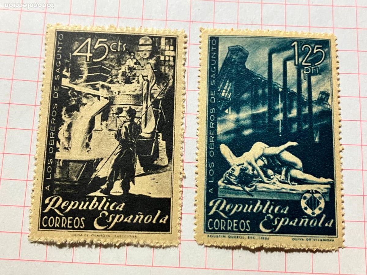 Sellos: Sellos nuevos Primer Centenario Espa&ntilde;a - 1938 Obreros Sagunto Edifil 773 774