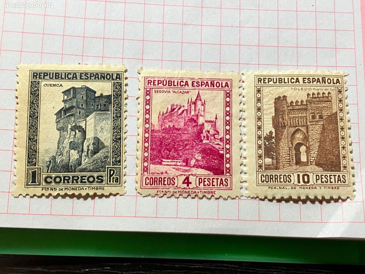Sellos: Sellos nuevos Primer Centenario Espa&ntilde;a - 1932 Cuenca Segovia Toledo - Monumentos - 673 674 675
