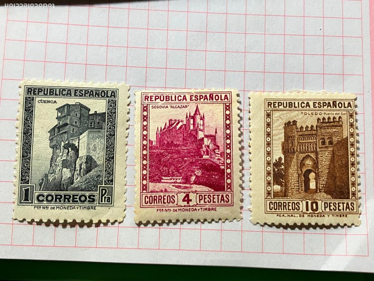 Sellos: Sellos nuevos Primer Centenario Espa&ntilde;a - 1932 Cuenca Segovia Toledo - Monumentos - 673 674 675
