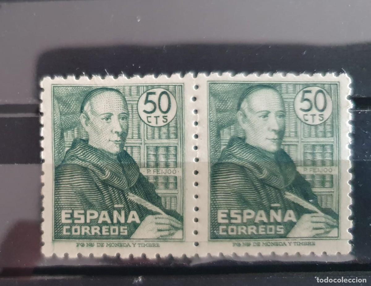 Sellos: EDIFIL 1011 ** PAREJA PADRE FEIJOO ESPA&Ntilde;A 1947