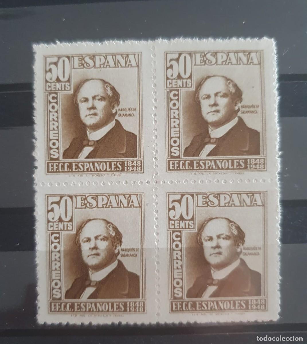 Sellos: BLOQUE DE 4 EDIFIL 1037 ** MARQUES DE SALAMANCA ESPA&Ntilde;A 1948
