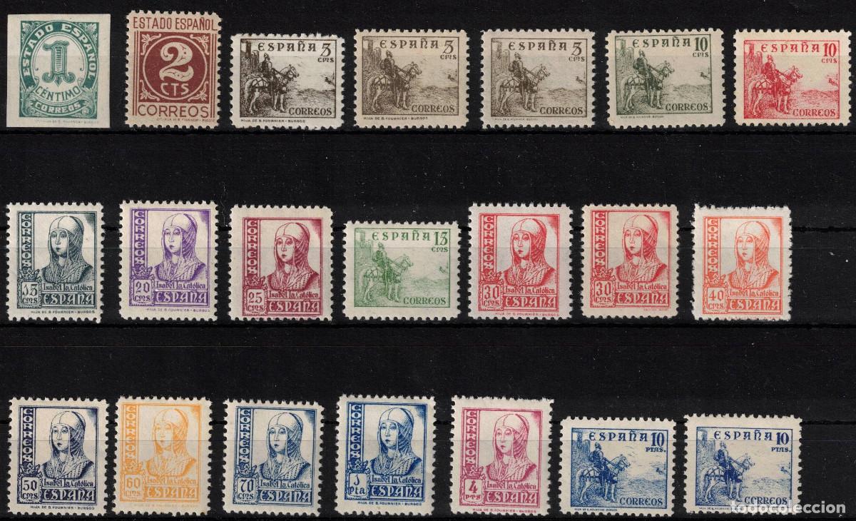 Sellos: ESPA&Ntilde;A - CIFRAS, CID E ISABEL ** 814/831 + 816A+B+823A - A&Ntilde;O 1937 - MNH - LUJO